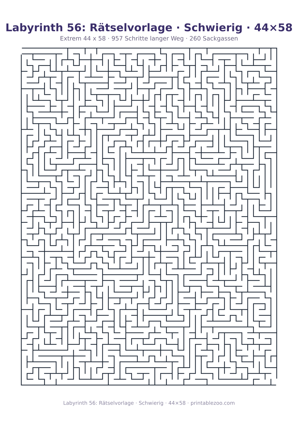 Labyrinth 56: Rätselvorlage · Schwierig · 44×58 als druckfertige Vorschau, Katalognummer 161502 Rätsel Nr. 161502.