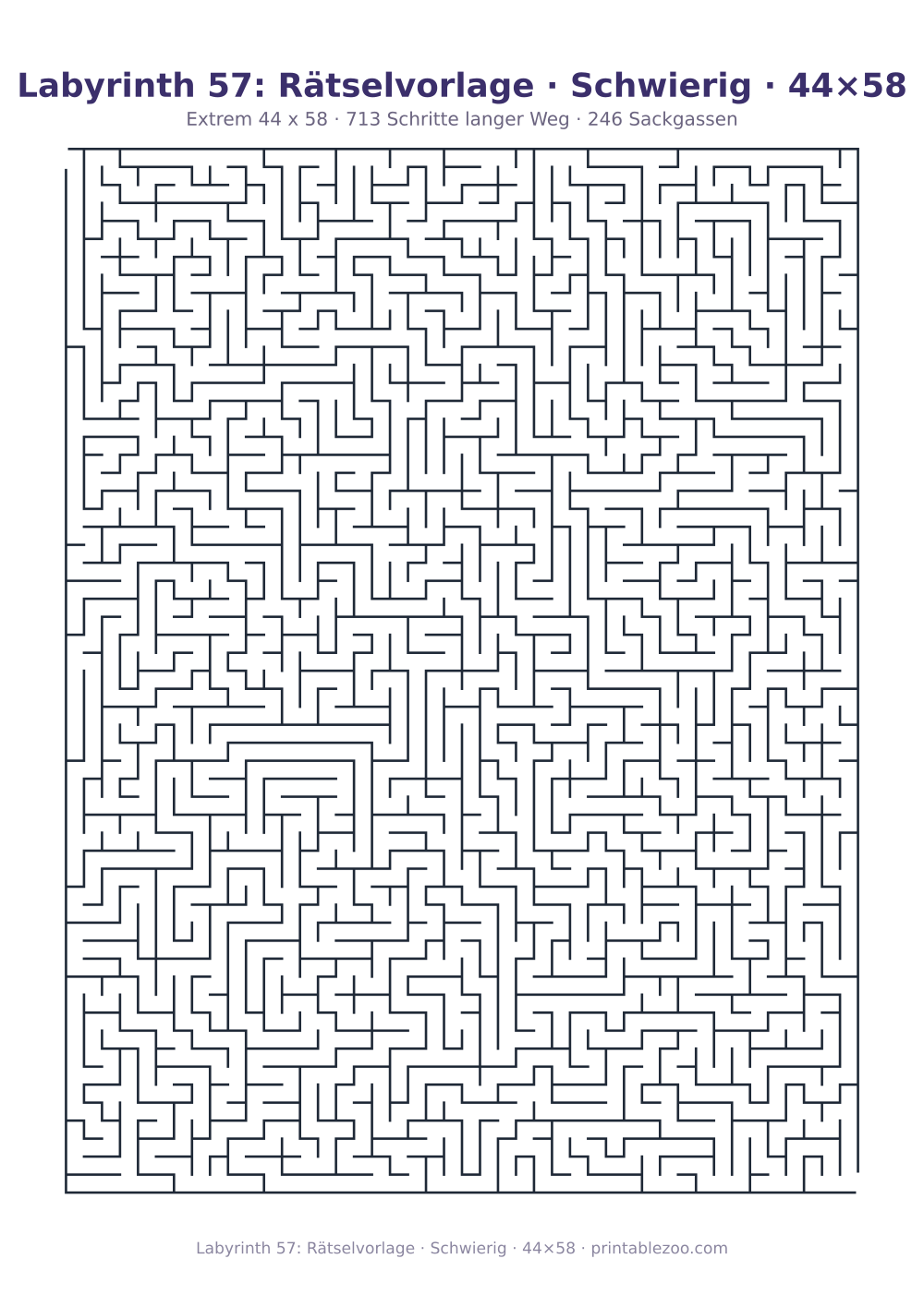 Labyrinth 57: Rätselvorlage · Schwierig · 44×58 als druckfertige Vorschau, Katalognummer 161503 Rätsel Nr. 161503.