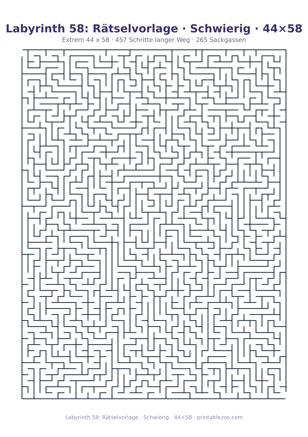 Labyrinth 58: Rätselvorlage · Schwierig · 44×58 als druckfertige Vorschau, Katalognummer 161504 Rätsel Nr. 161504.