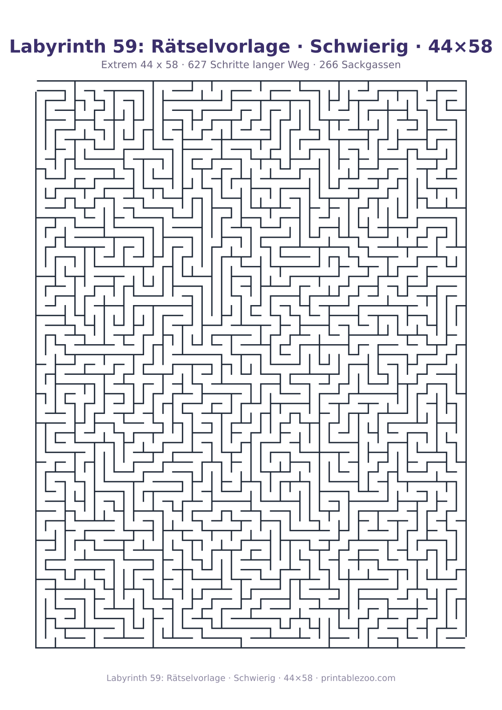 Labyrinth 59: Rätselvorlage · Schwierig · 44×58 als druckfertige Vorschau, Katalognummer 161505 Rätsel Nr. 161505.