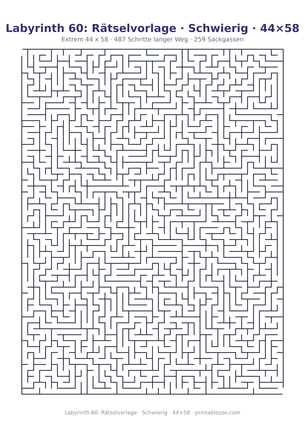 Labyrinth 60: Rätselvorlage · Schwierig · 44×58 als druckfertige Vorschau, Katalognummer 161506 Rätsel Nr. 161506.