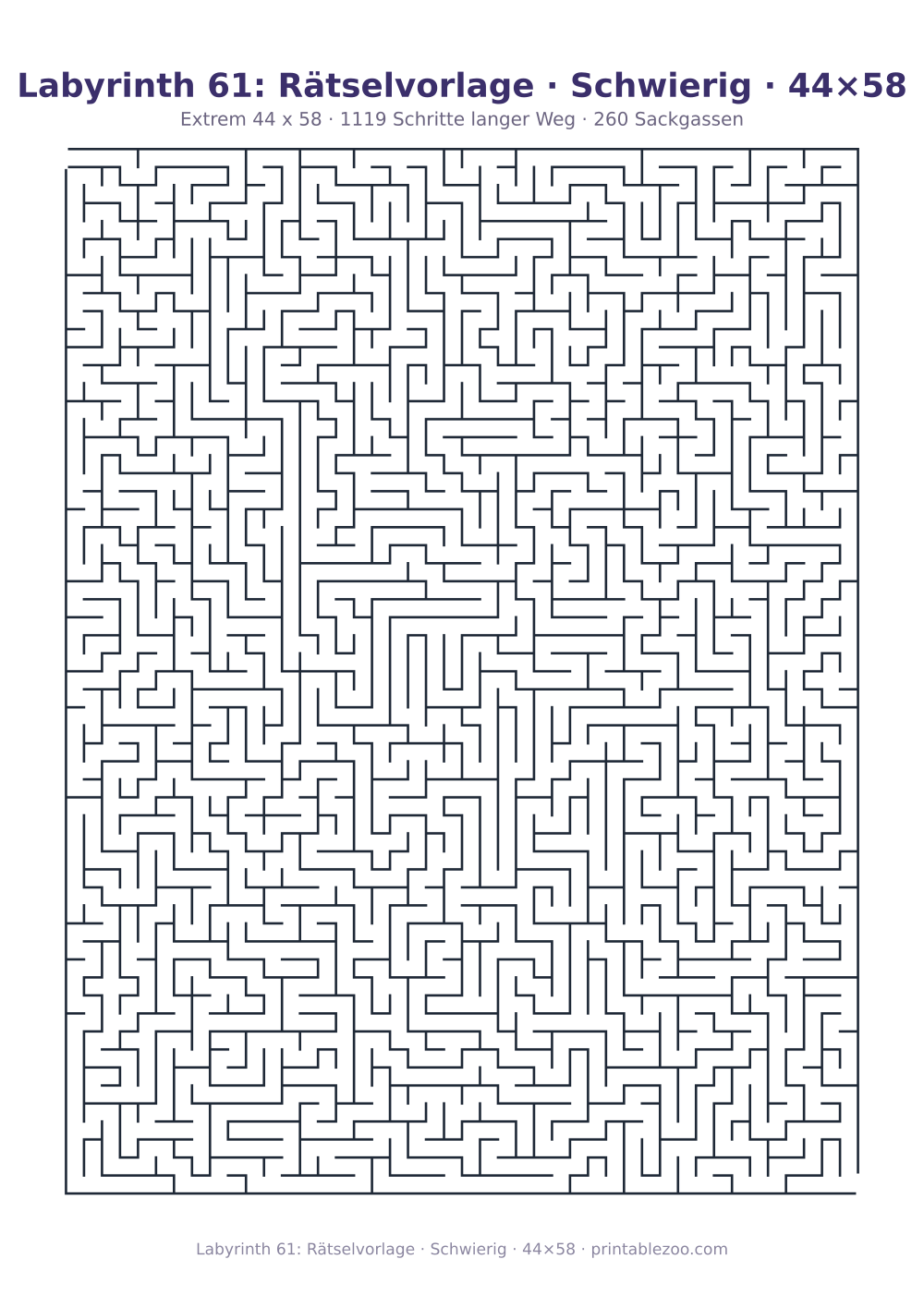 Labyrinth 61: Rätselvorlage · Schwierig · 44×58 als druckfertige Vorschau, Katalognummer 161507 Rätsel Nr. 161507.