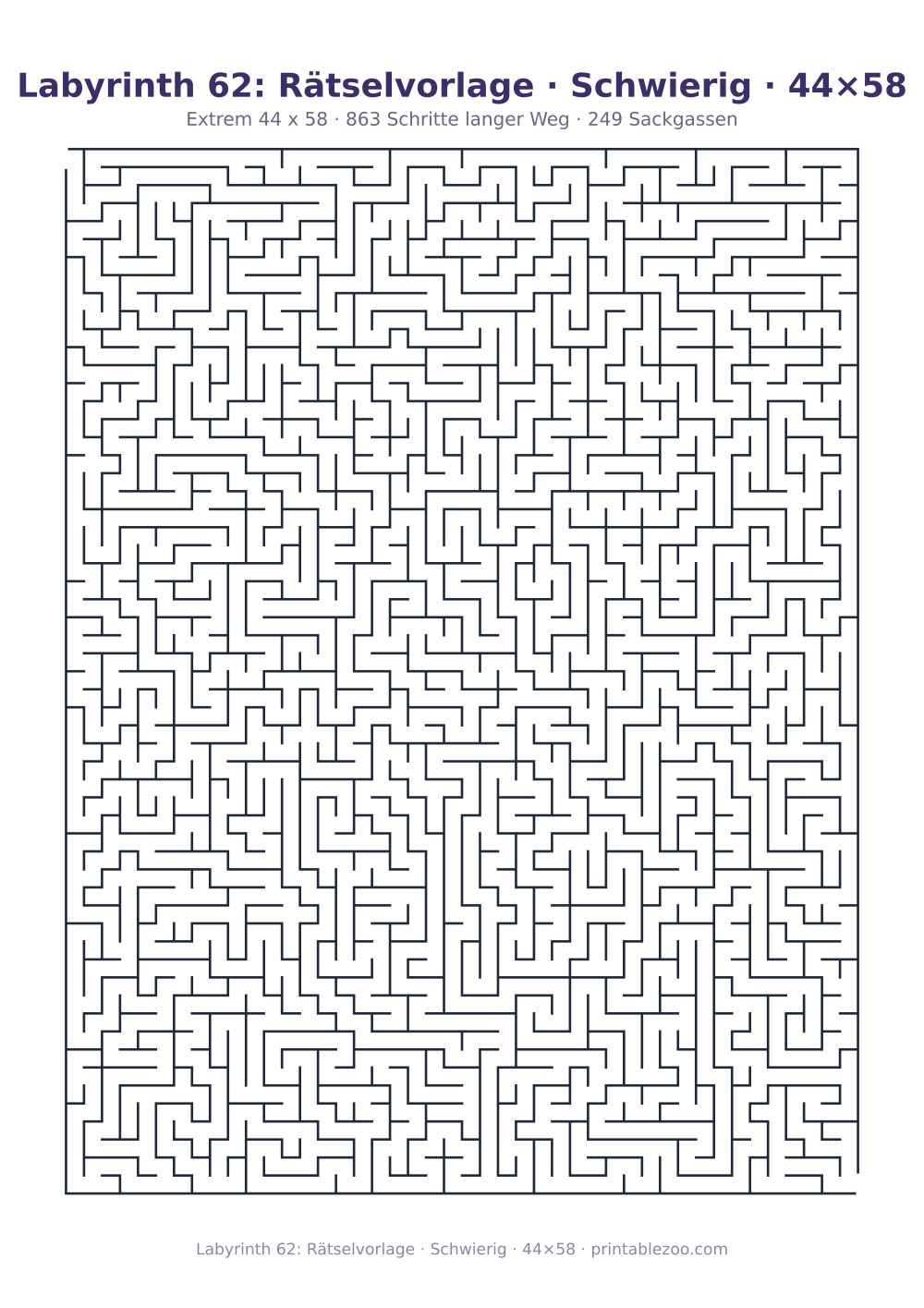 Labyrinth 62: Rätselvorlage · Schwierig · 44×58 als druckfertige Vorschau, Katalognummer 161508 Rätsel Nr. 161508.