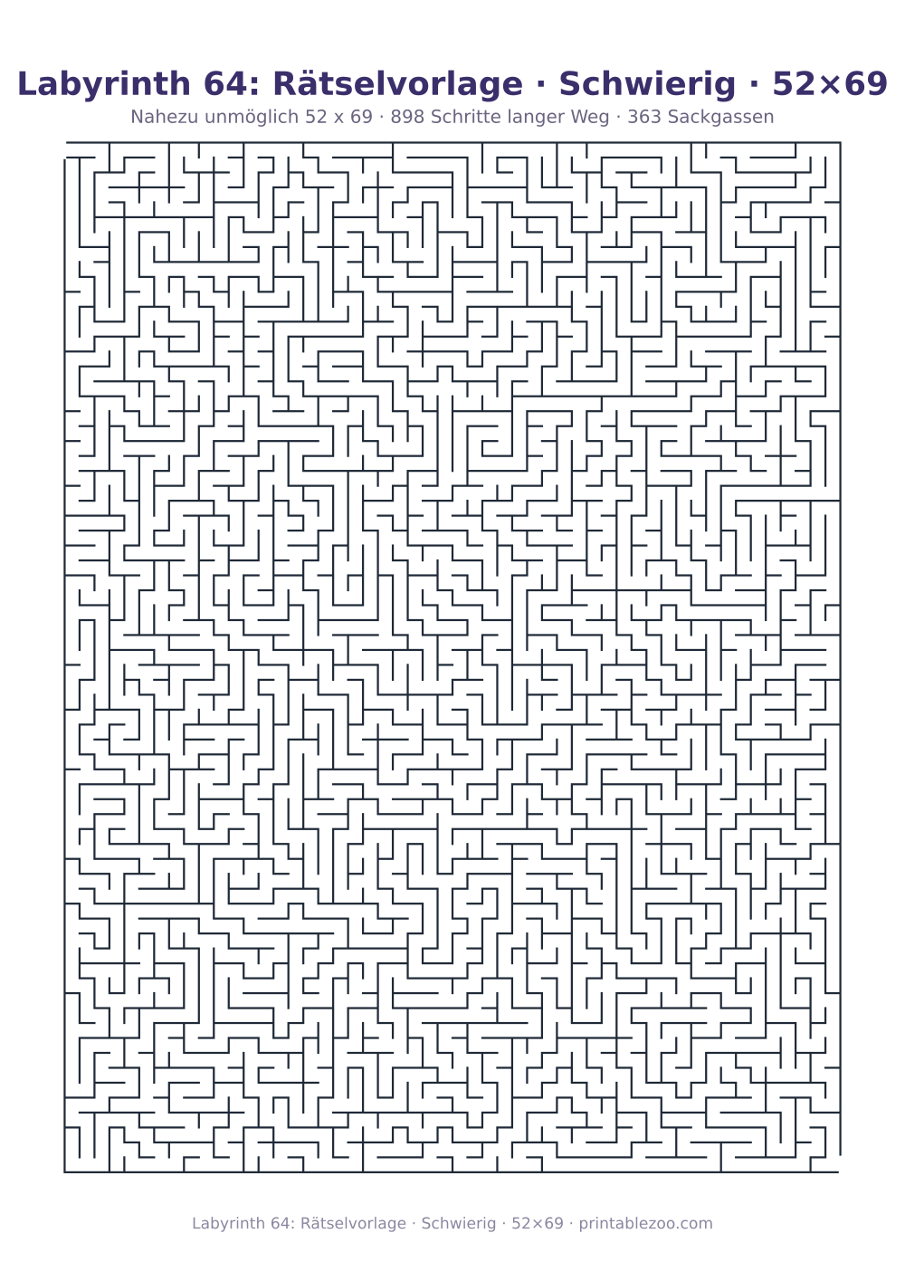 Labyrinth 64: Rätselvorlage · Schwierig · 52×69 als druckfertige Vorschau, Katalognummer 161522 Rätsel Nr. 161522.