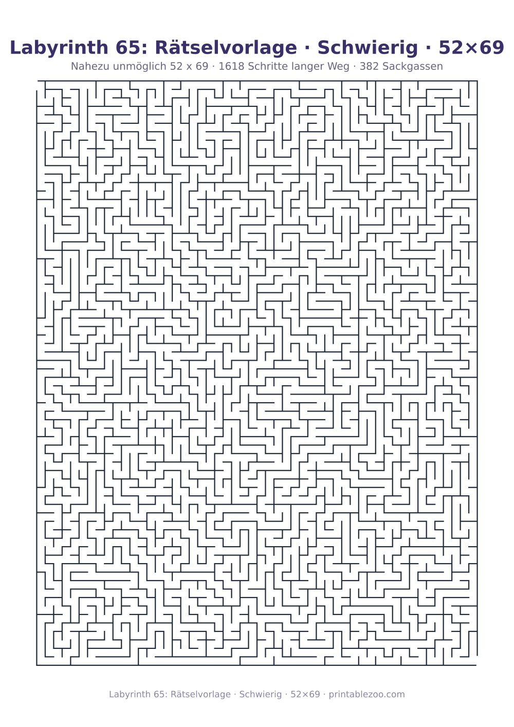 Labyrinth 65: Rätselvorlage · Schwierig · 52×69 als druckfertige Vorschau, Katalognummer 161523 Rätsel Nr. 161523.