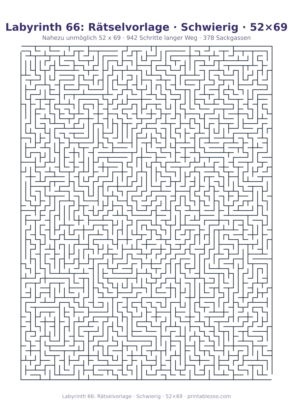 Labyrinth 66: Rätselvorlage · Schwierig · 52×69 als druckfertige Vorschau, Katalognummer 161524 Rätsel Nr. 161524.