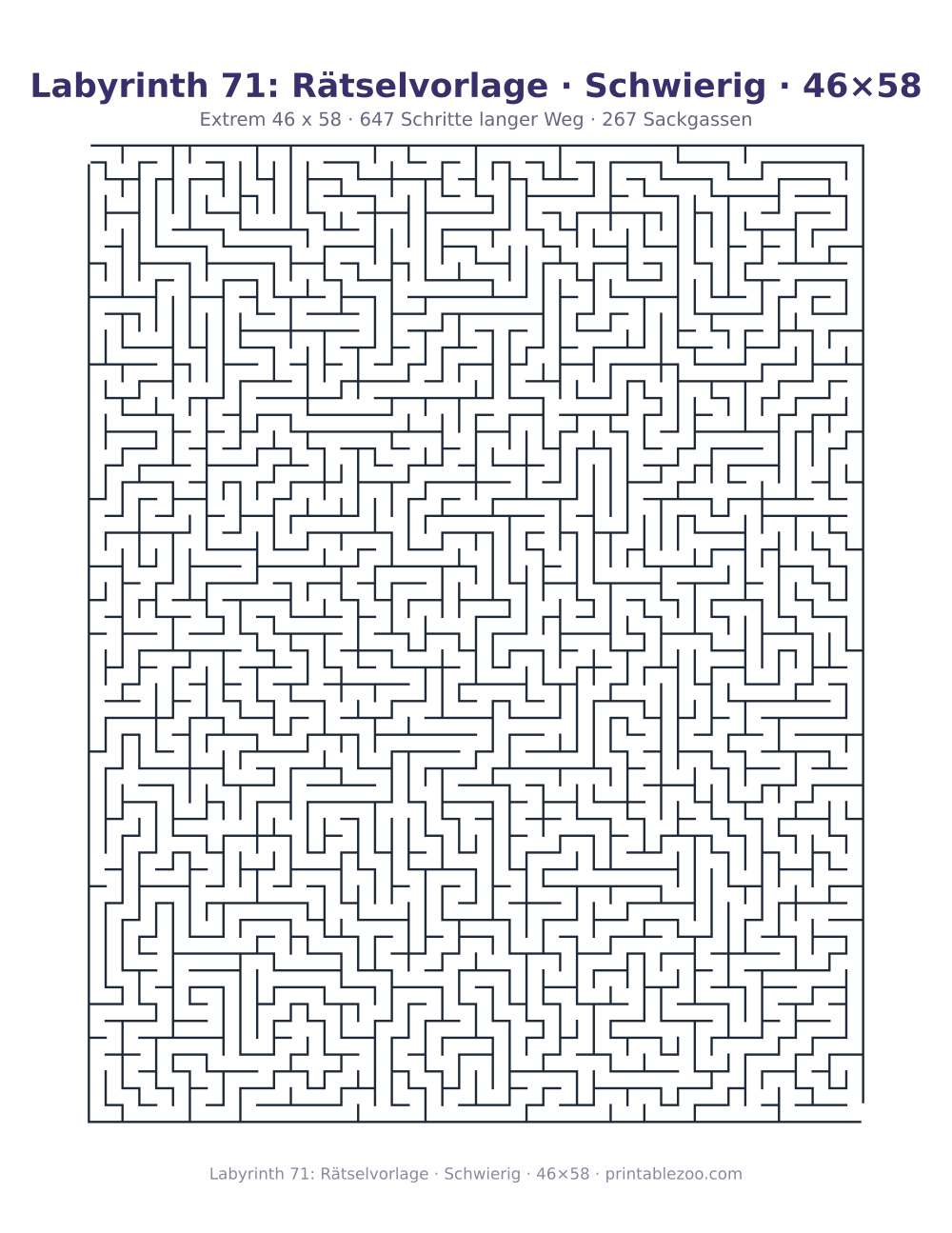Labyrinth 71: Rätselvorlage · Schwierig · 46×58 als druckfertige Vorschau, Katalognummer 161541 Rätsel Nr. 161541.