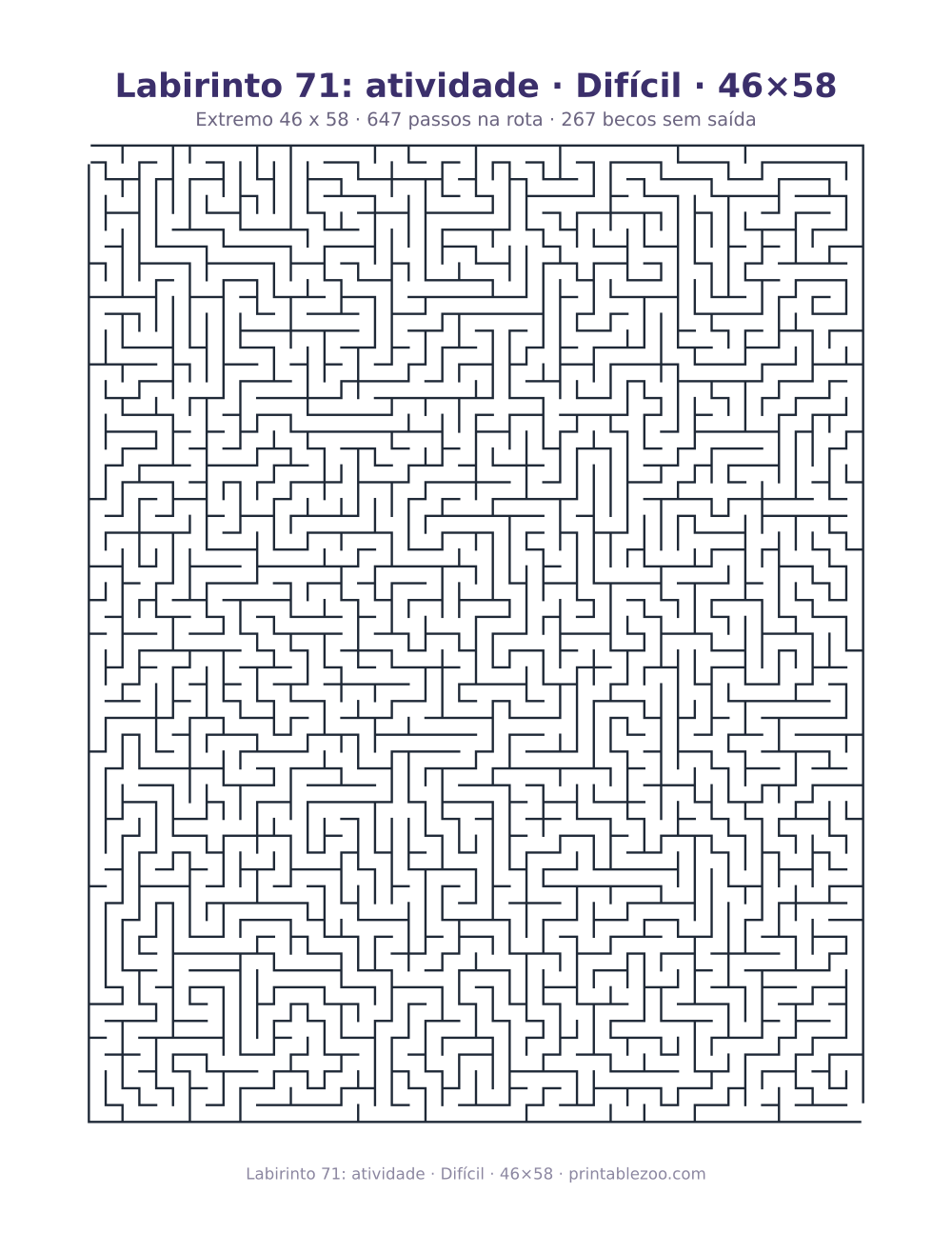 Prévia pronta para imprimir: Labirinto 71: atividade · Difícil · 46×58, catálogo nº 161541 Passatempo nº 161541.