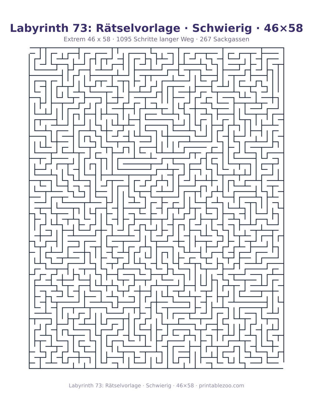Labyrinth 73: Rätselvorlage · Schwierig · 46×58 als druckfertige Vorschau, Katalognummer 161543 Rätsel Nr. 161543.