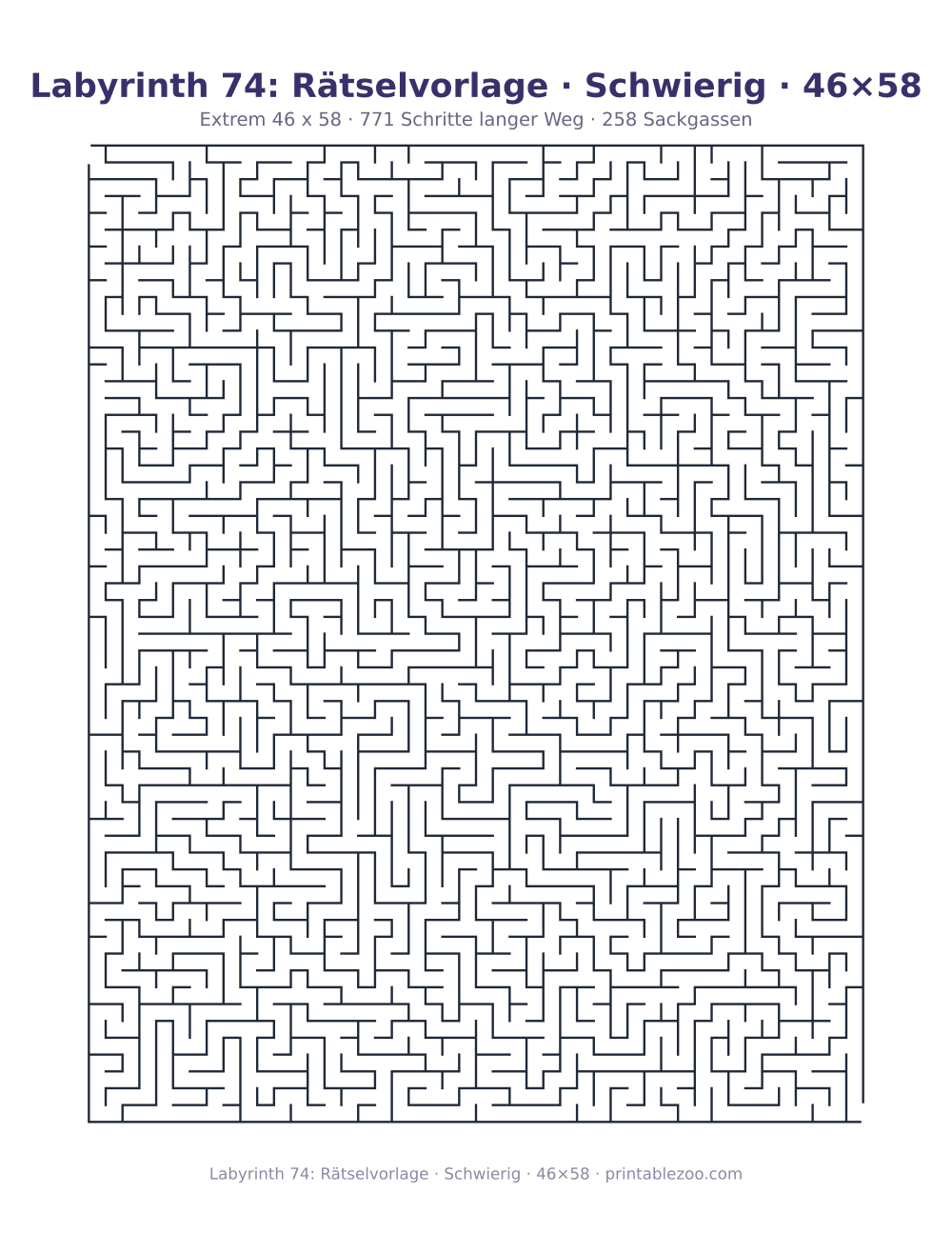Labyrinth 74: Rätselvorlage · Schwierig · 46×58 als druckfertige Vorschau, Katalognummer 161544 Rätsel Nr. 161544.