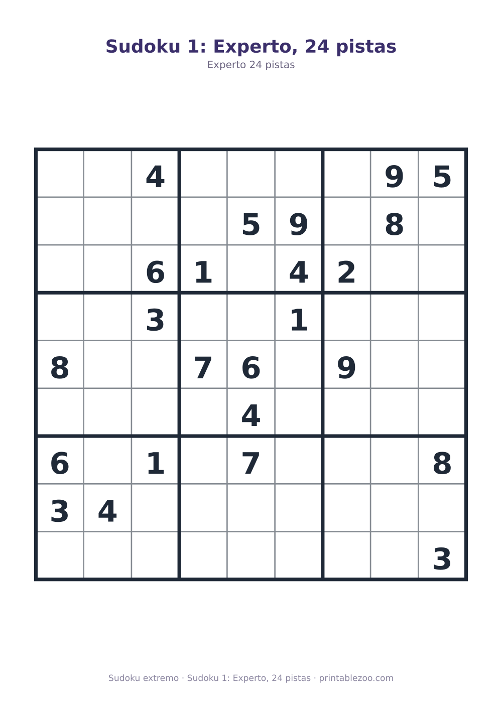 Sudoku 1: Experto, 24 pistas