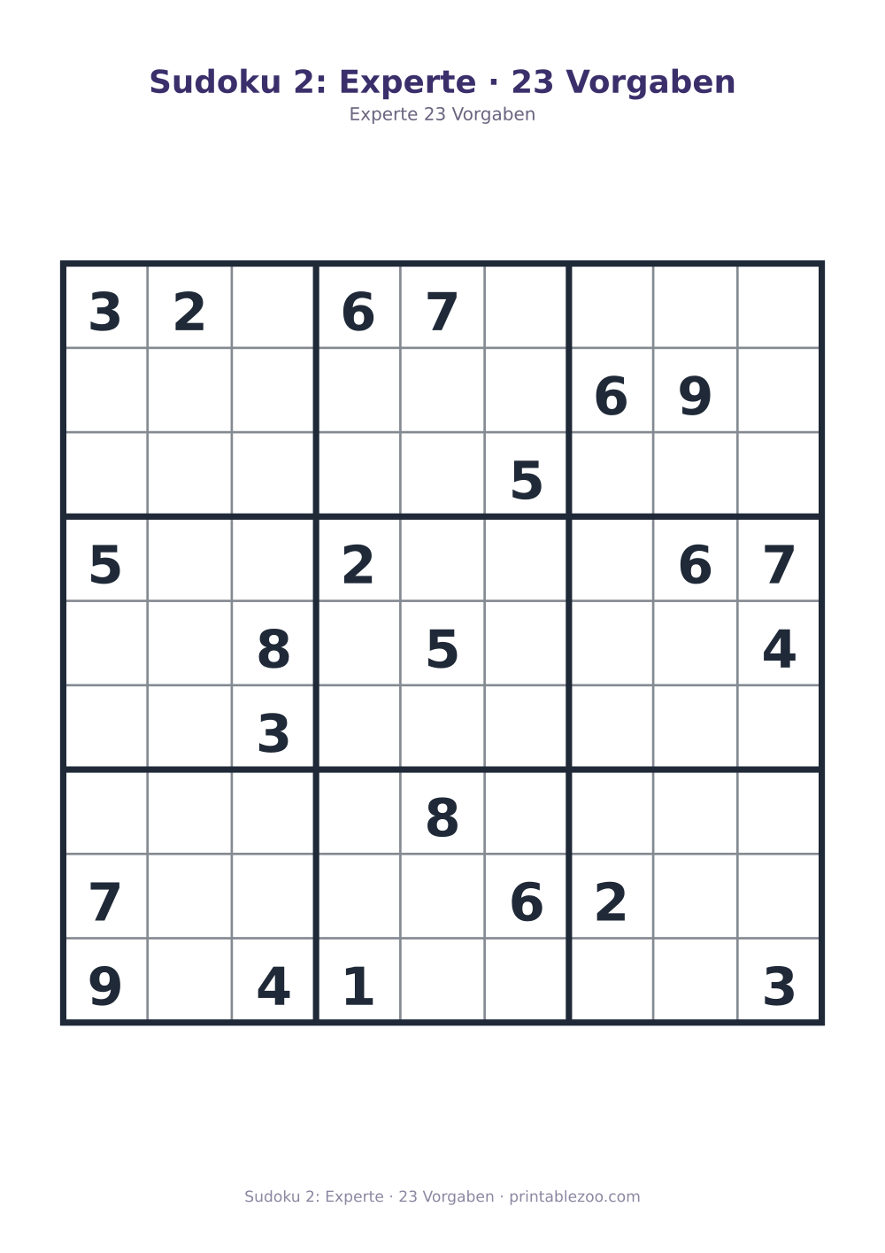 Sudoku 2: Experte · 23 Vorgaben als druckfertige Vorschau, Katalognummer 262102