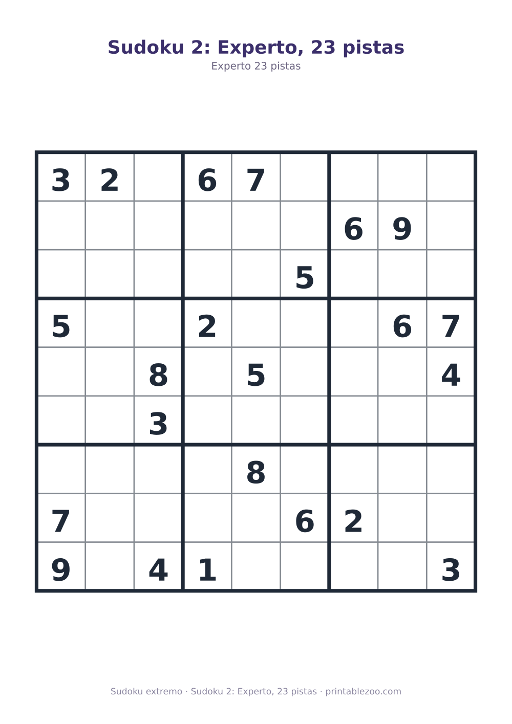 Sudoku 2: Experto, 23 pistas