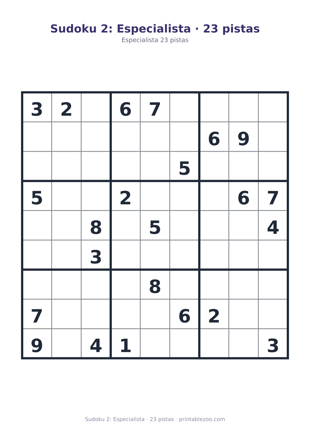 Prévia pronta para imprimir: Sudoku 2: Especialista · 23 pistas, catálogo nº 262102