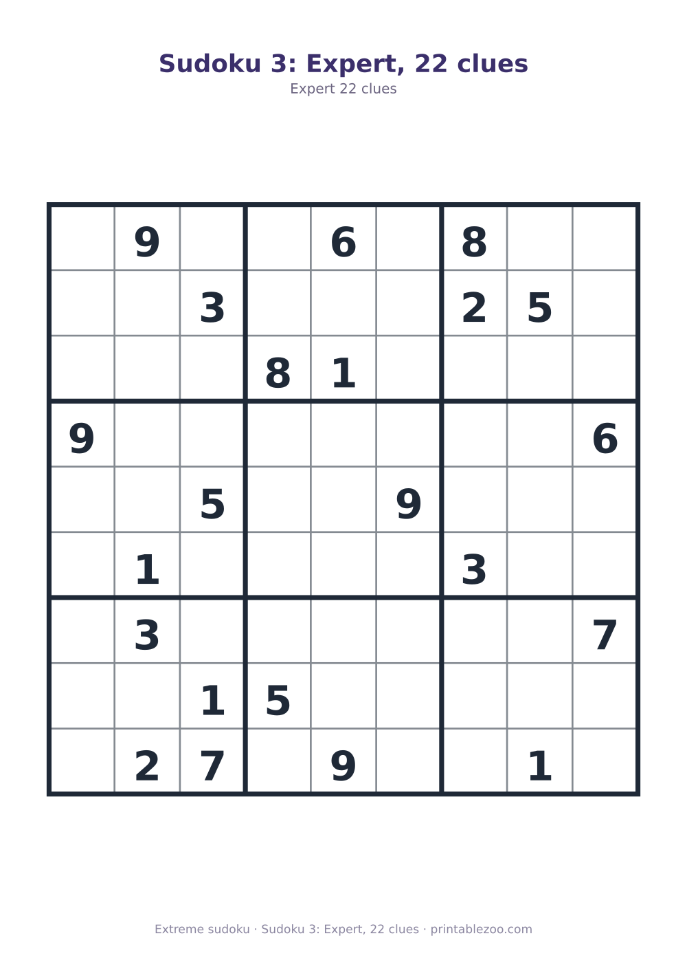 Sudoku 3: Expert, 22 clues