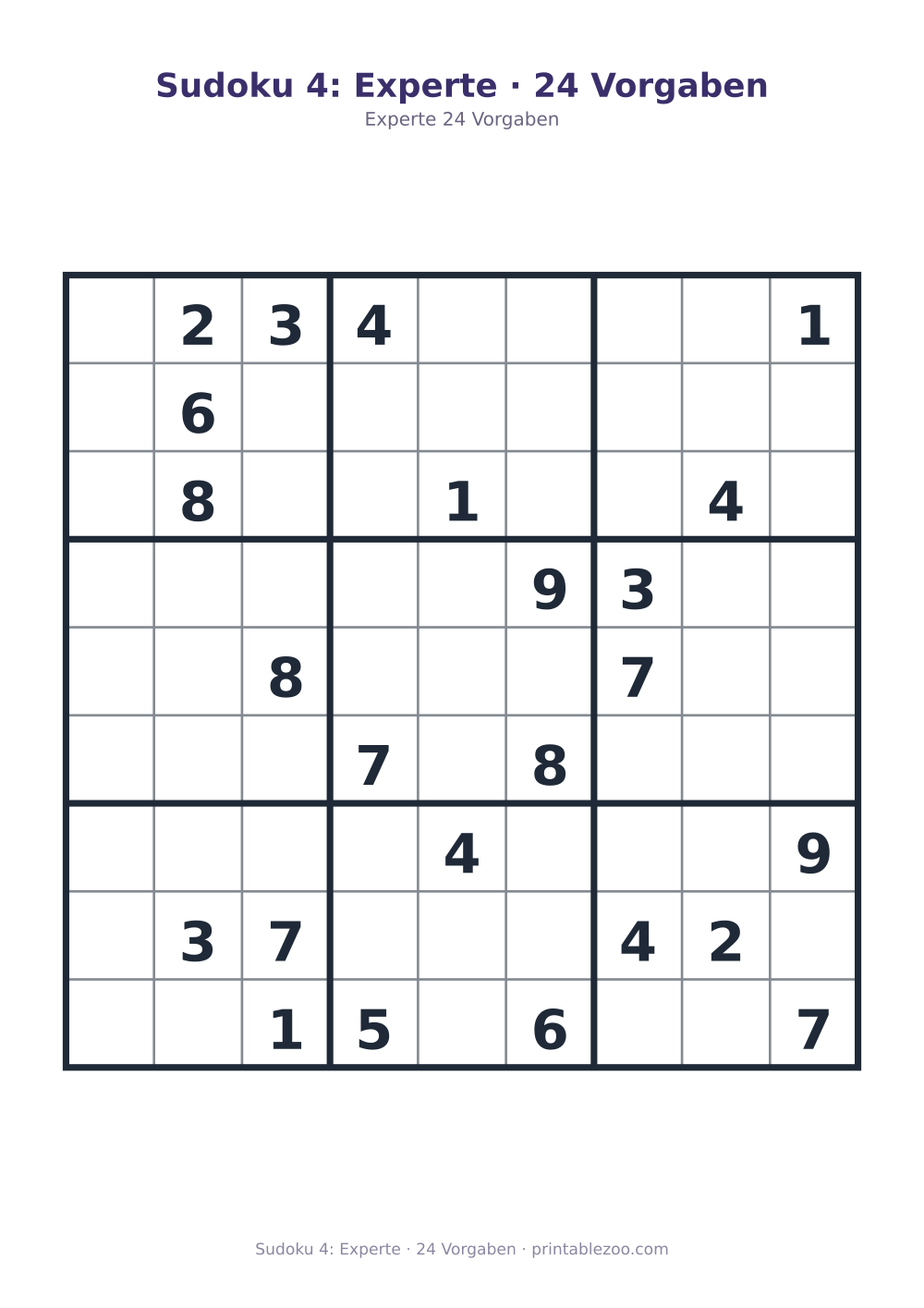 Sudoku 4: Experte · 24 Vorgaben als druckfertige Vorschau, Katalognummer 262104
