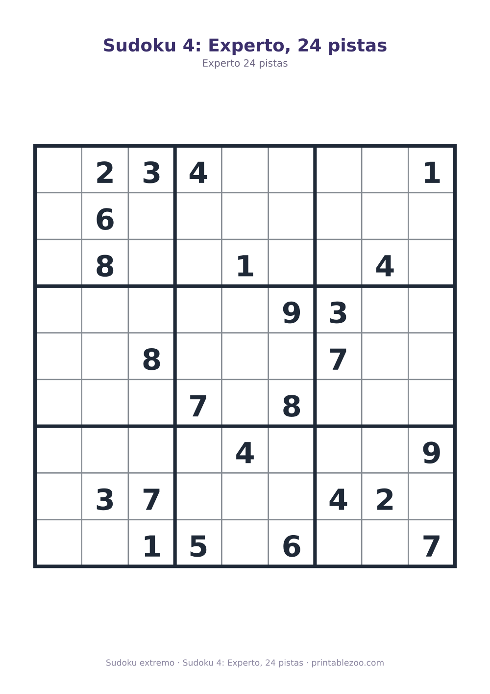 Sudoku 4: Experto, 24 pistas