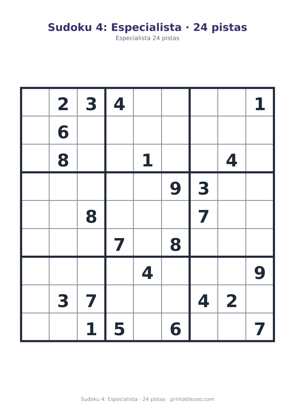 Prévia pronta para imprimir: Sudoku 4: Especialista · 24 pistas, catálogo nº 262104