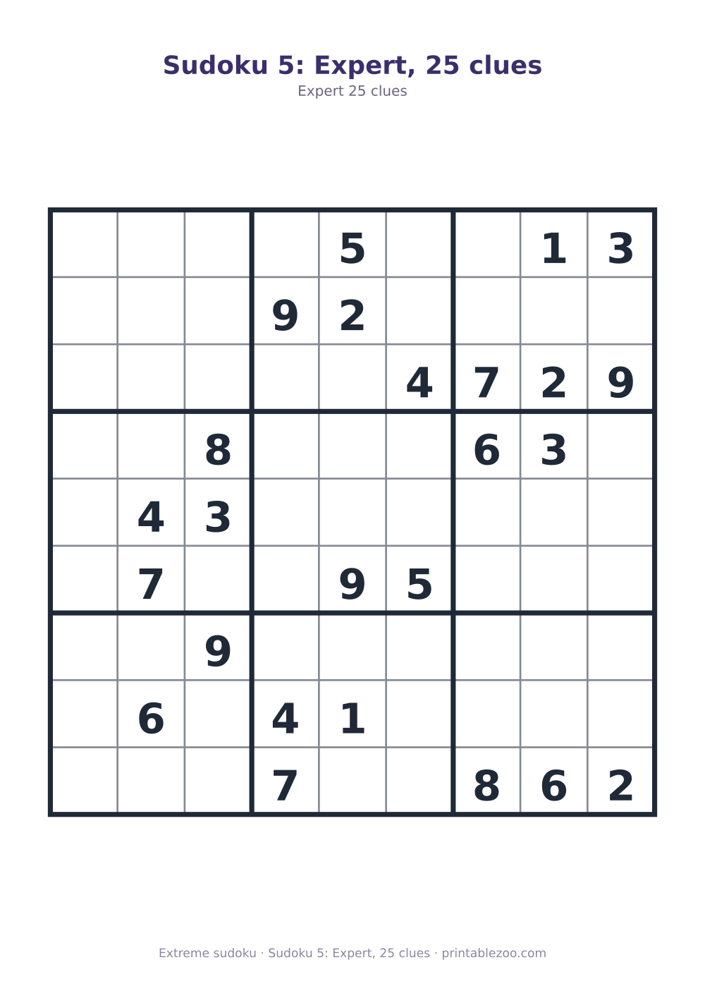 Sudoku 5: Expert, 25 clues