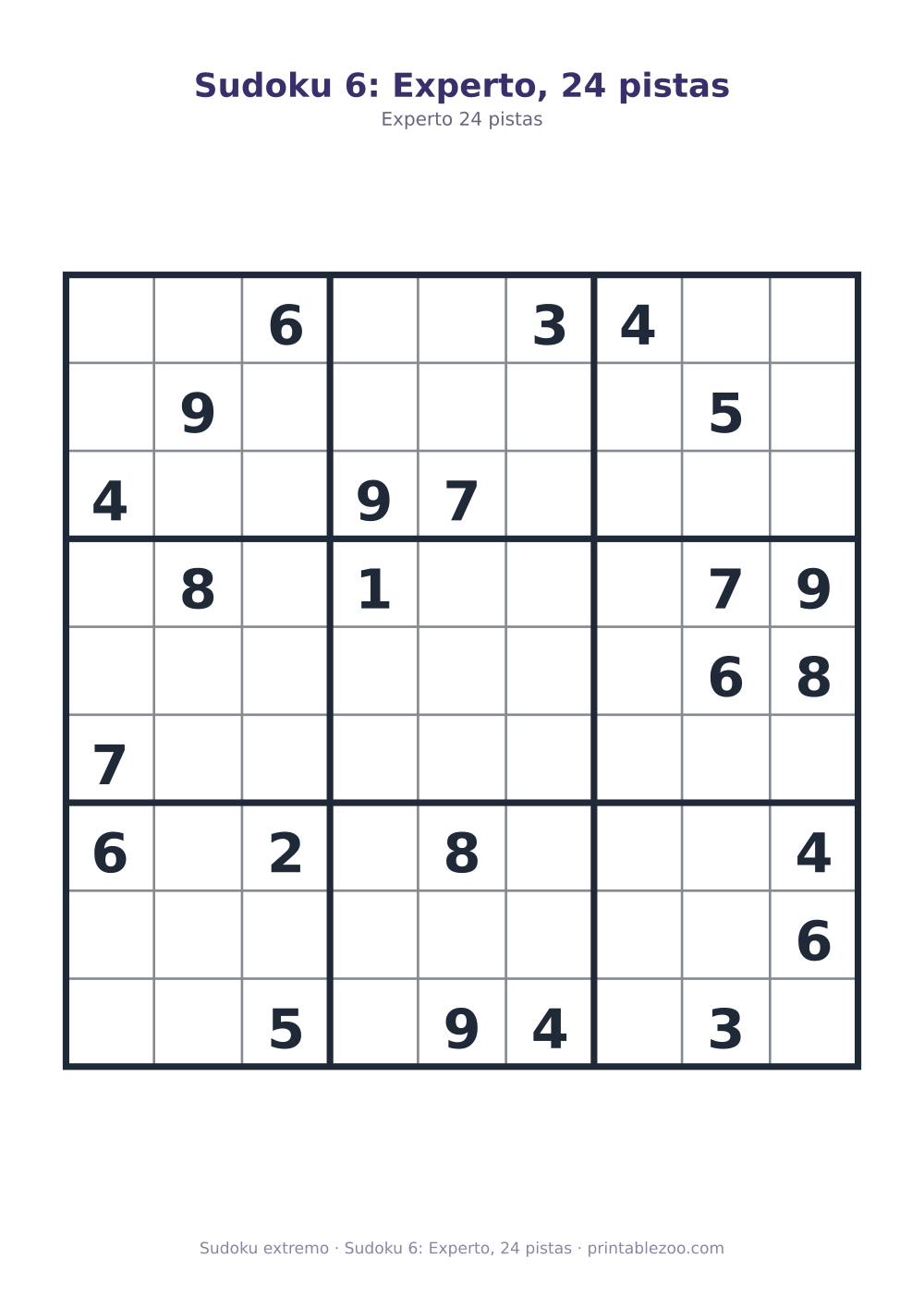 Sudoku 6: Experto, 24 pistas