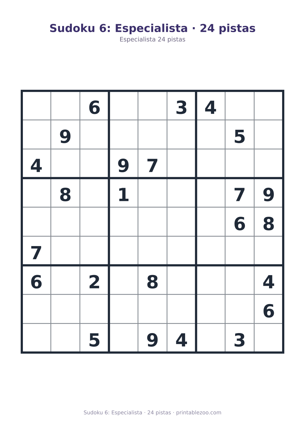 Prévia pronta para imprimir: Sudoku 6: Especialista · 24 pistas, catálogo nº 262106