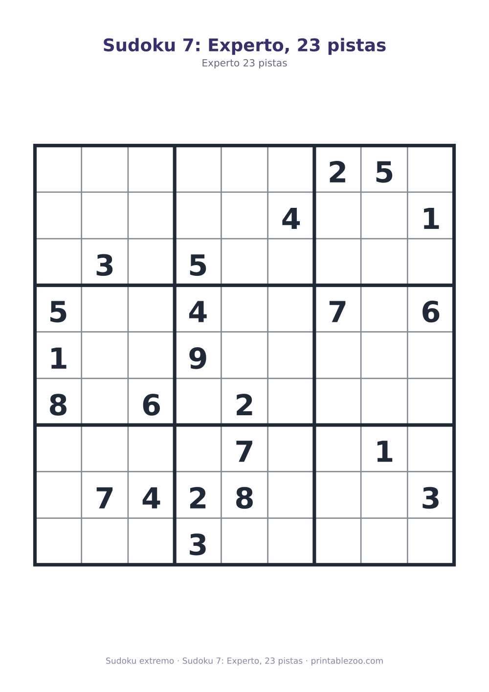 Sudoku 7: Experto, 23 pistas