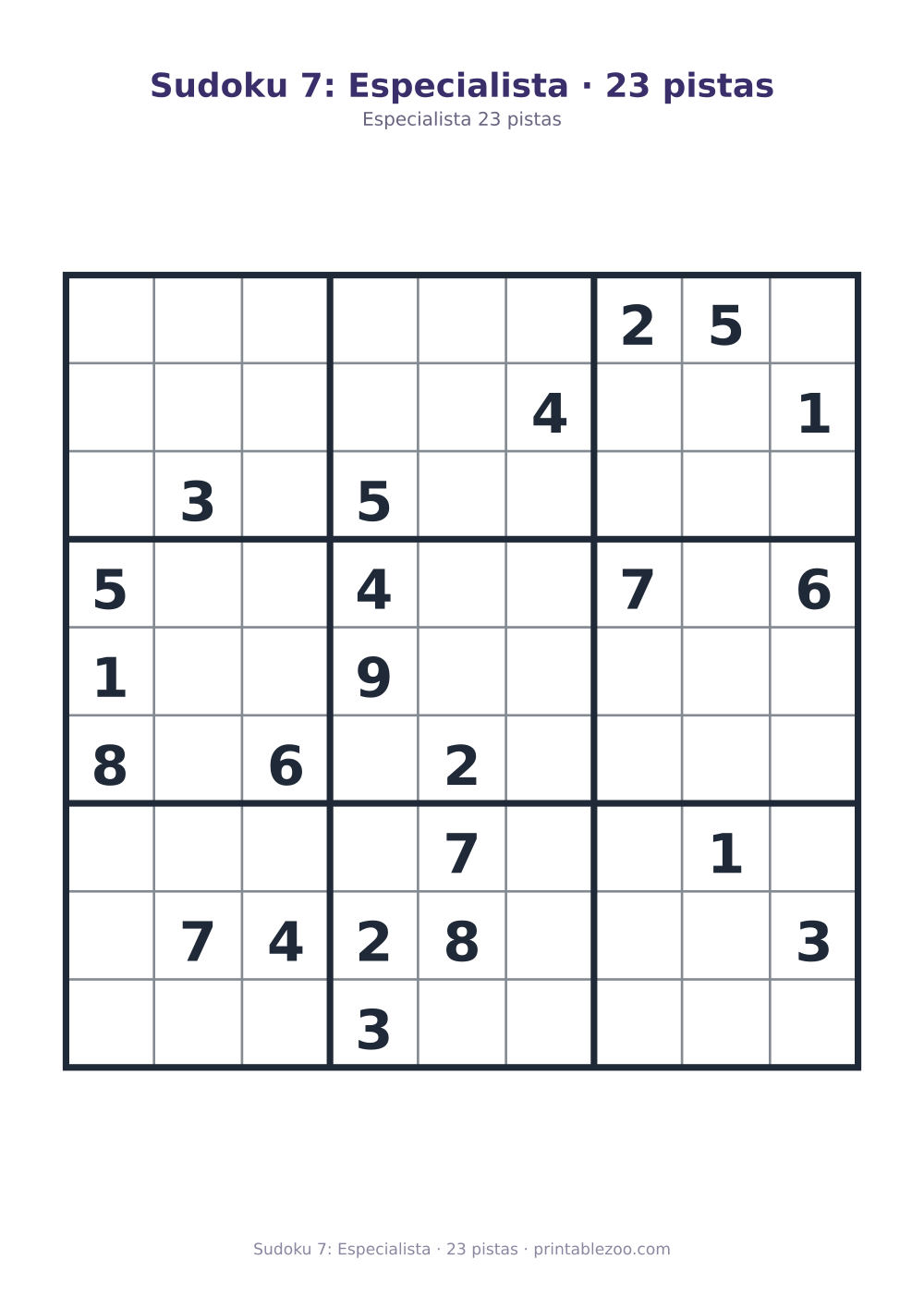 Prévia pronta para imprimir: Sudoku 7: Especialista · 23 pistas, catálogo nº 262107