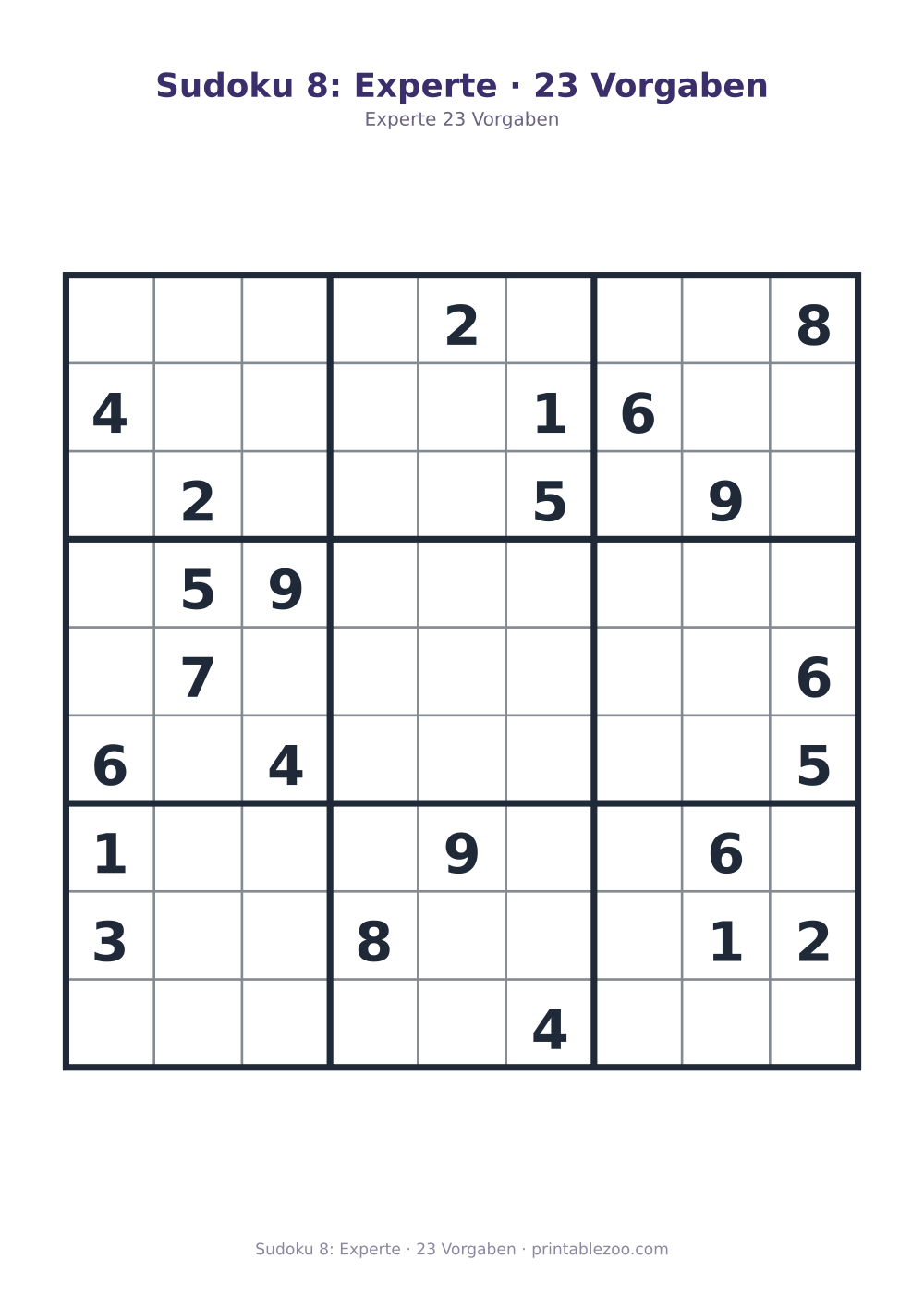 Sudoku 8: Experte · 23 Vorgaben als druckfertige Vorschau, Katalognummer 262108