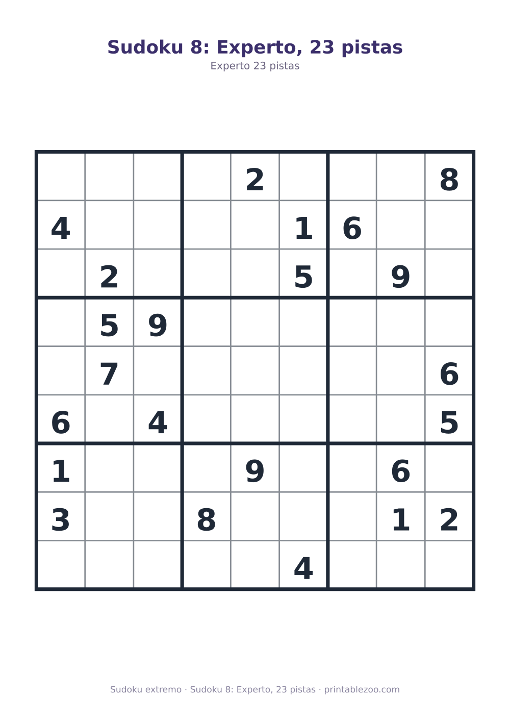 Sudoku 8: Experto, 23 pistas