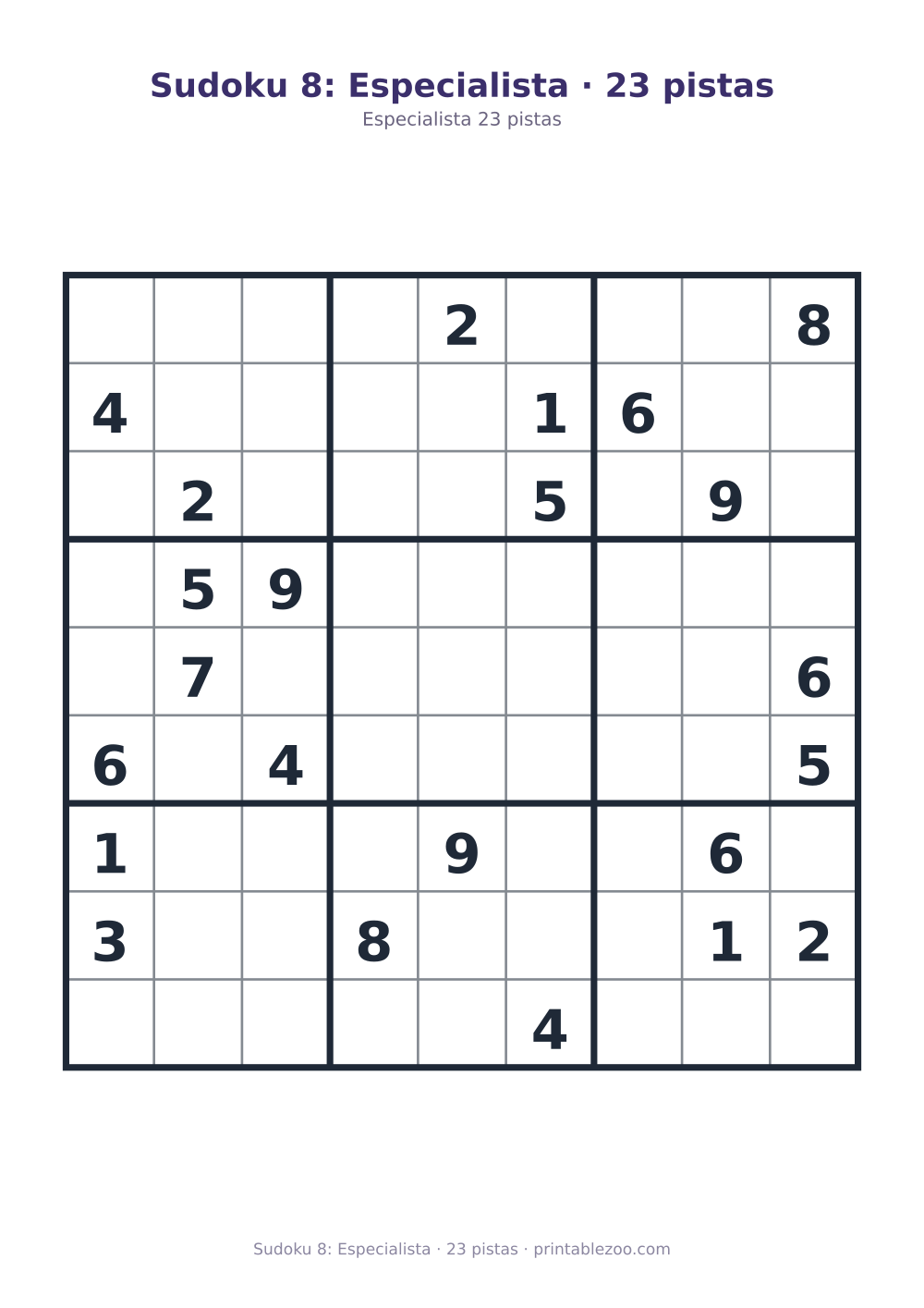 Prévia pronta para imprimir: Sudoku 8: Especialista · 23 pistas, catálogo nº 262108