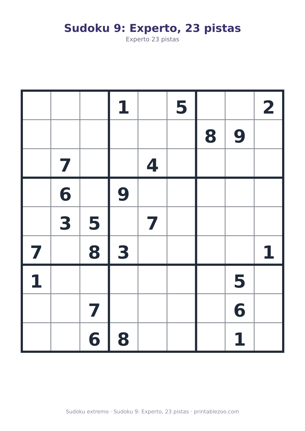 Sudoku 9: Experto, 23 pistas