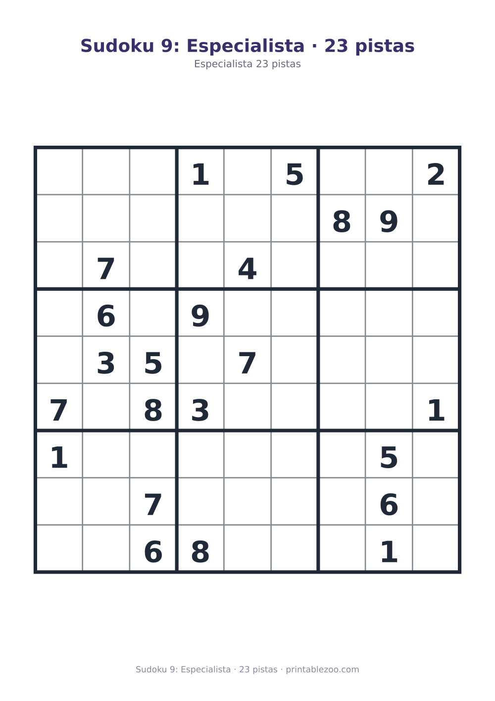Prévia pronta para imprimir: Sudoku 9: Especialista · 23 pistas, catálogo nº 262109