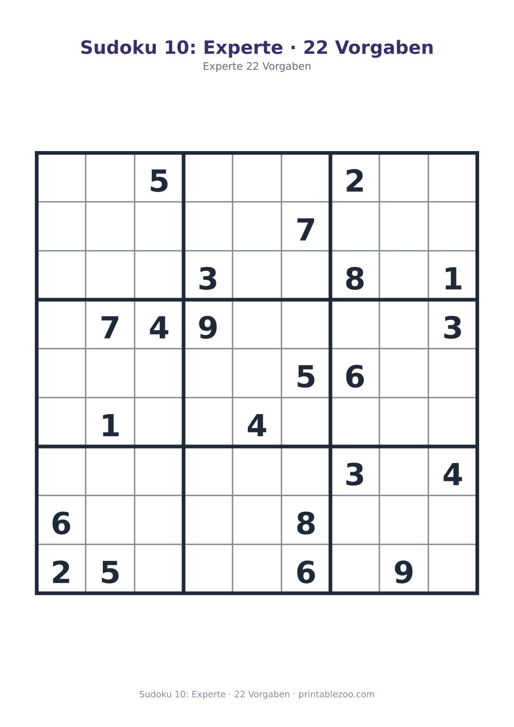 Sudoku 10: Experte · 22 Vorgaben als druckfertige Vorschau, Katalognummer 262110