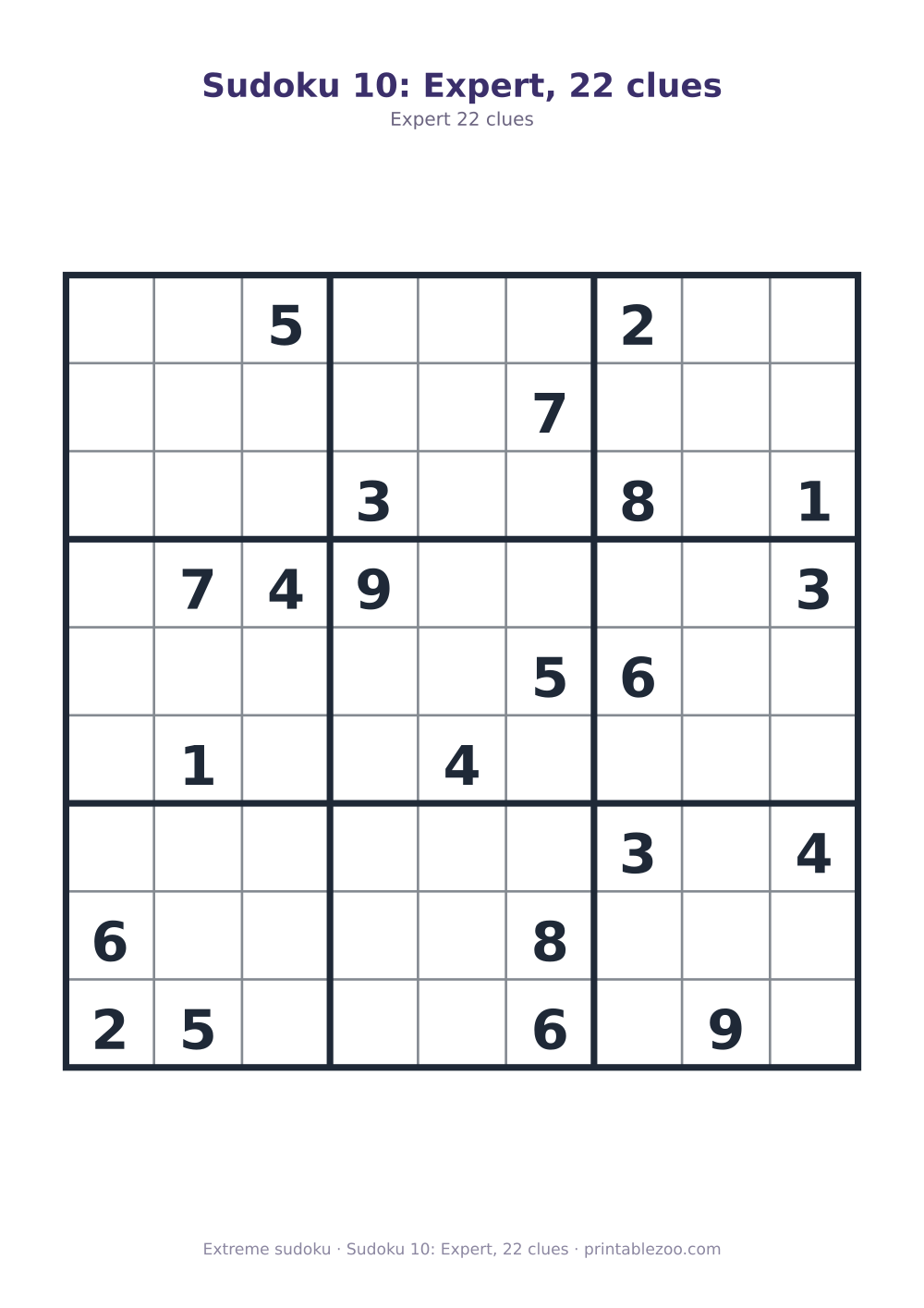 Sudoku 10: Expert, 22 clues