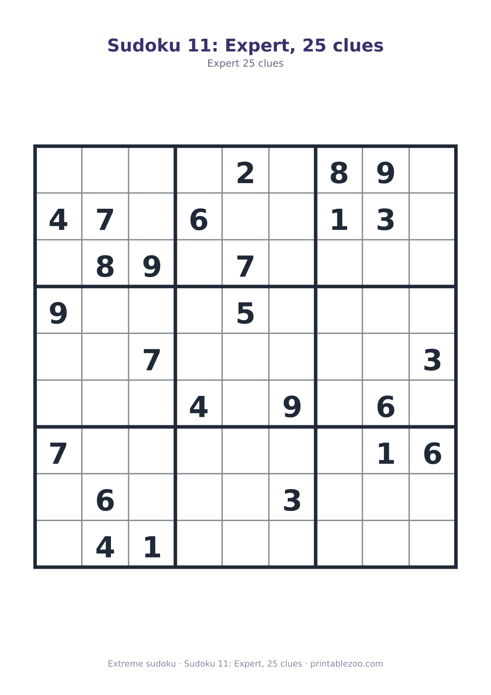 Sudoku 11: Expert, 25 clues