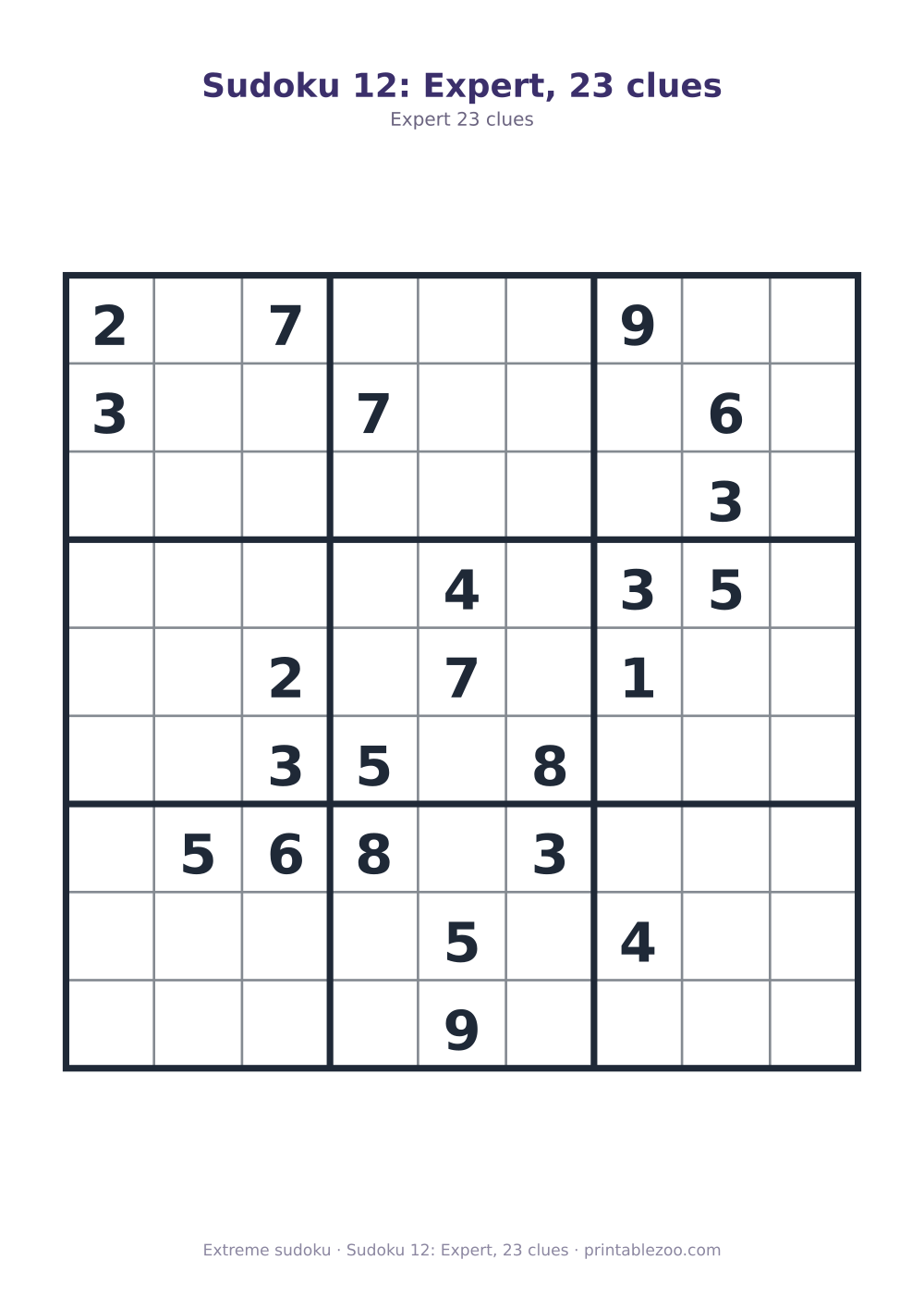Sudoku 12: Expert, 23 clues