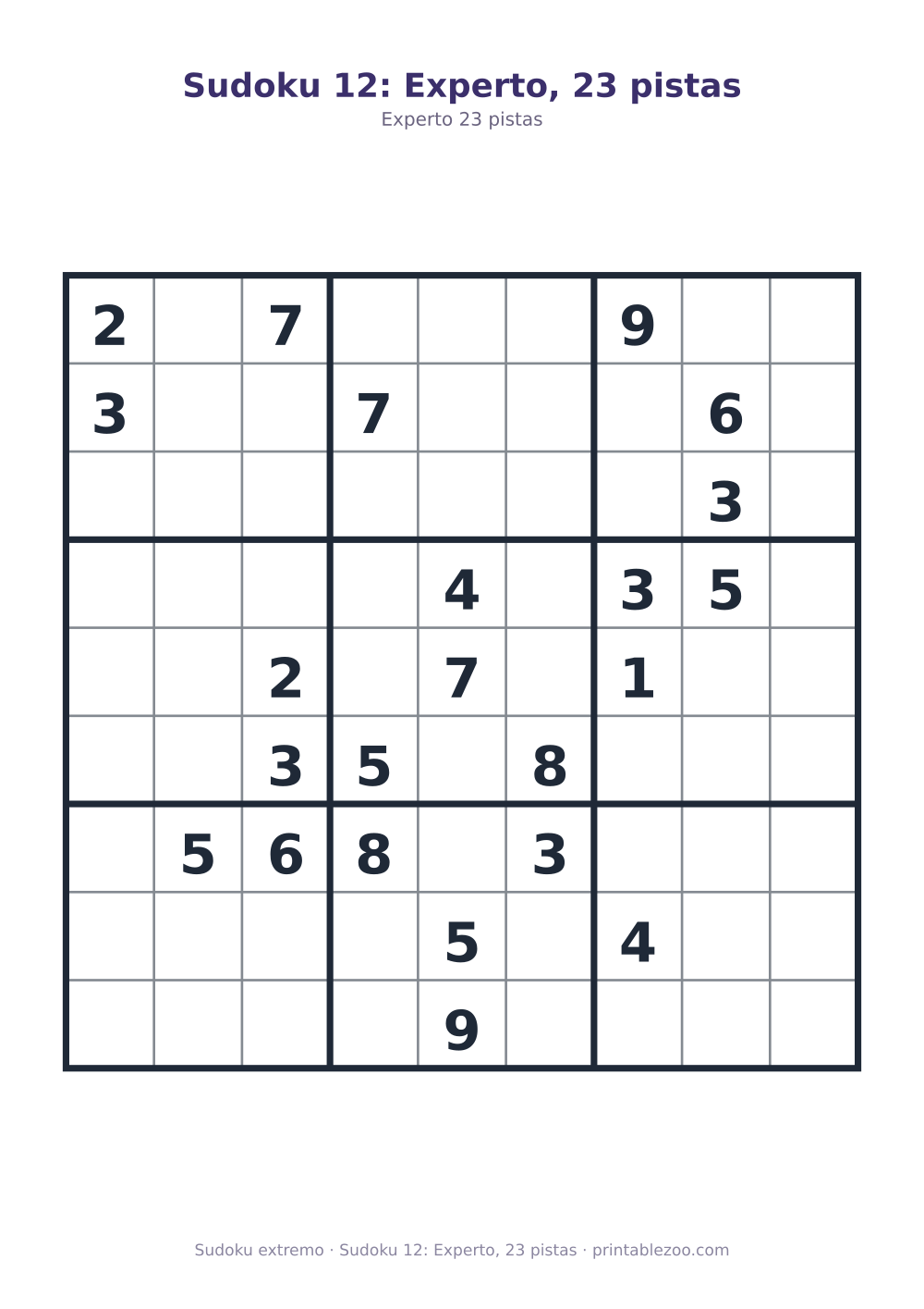 Sudoku 12: Experto, 23 pistas