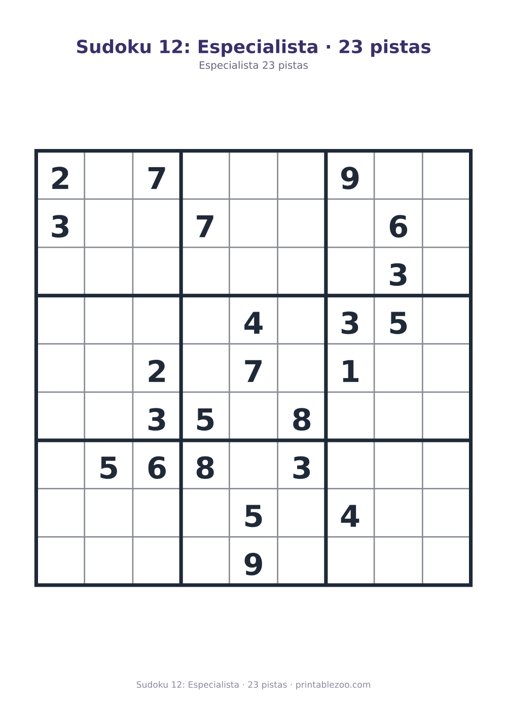 Prévia pronta para imprimir: Sudoku 12: Especialista · 23 pistas, catálogo nº 262112