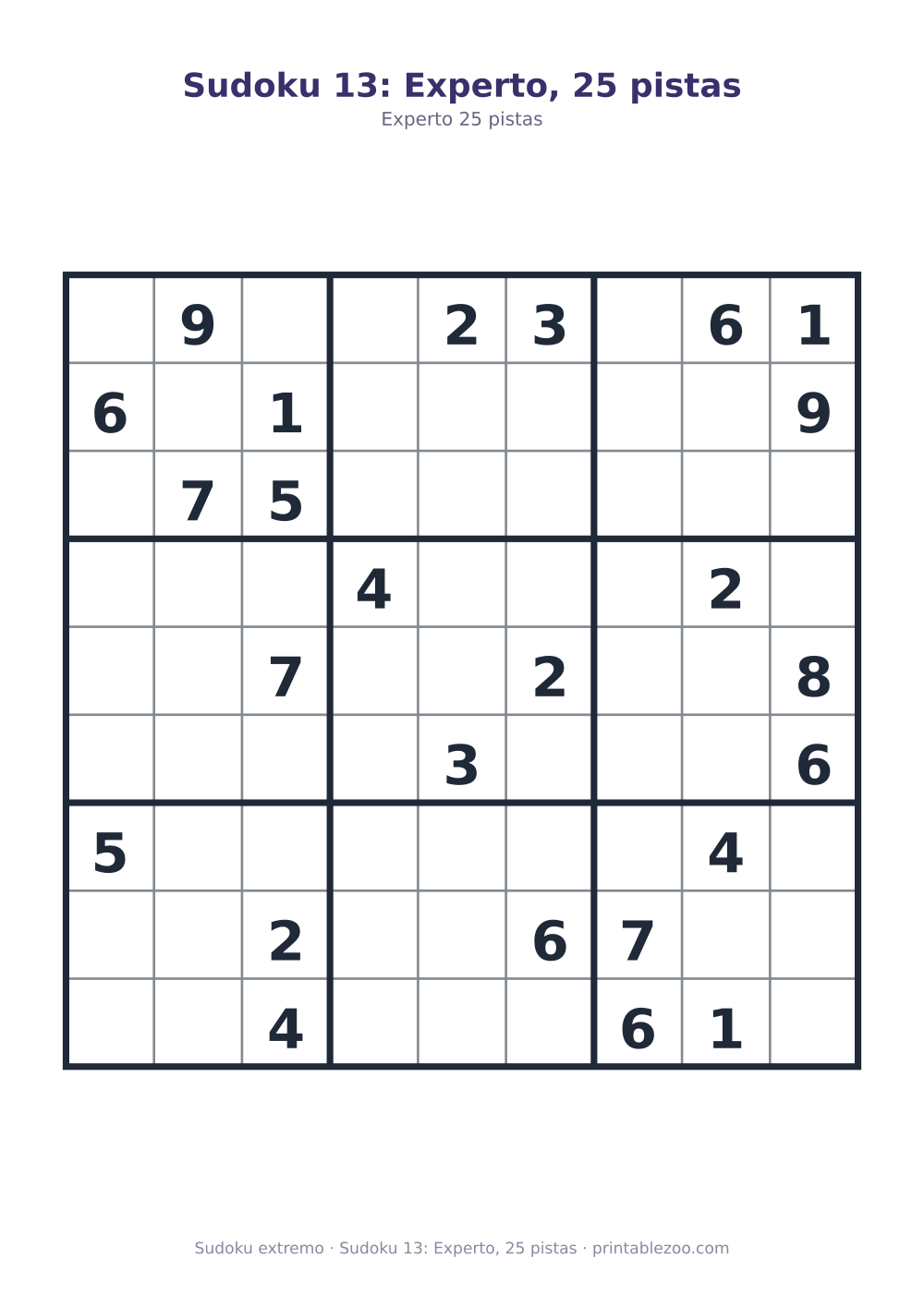 Sudoku 13: Experto, 25 pistas