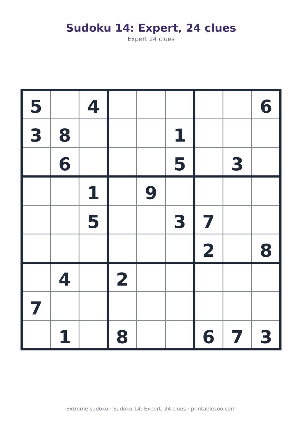Sudoku 14: Expert, 24 clues
