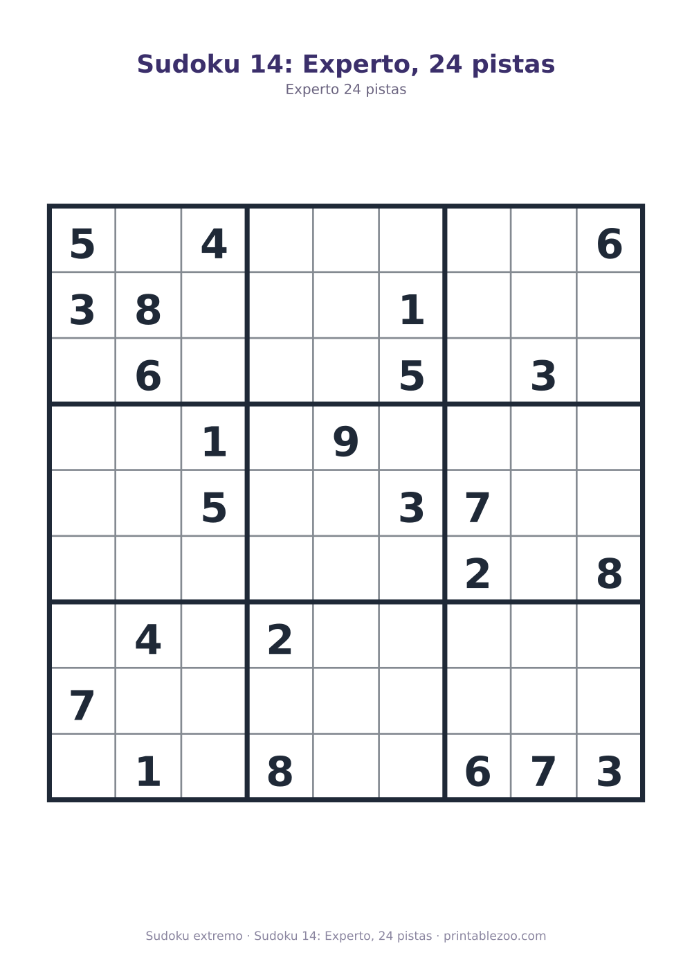 Sudoku 14: Experto, 24 pistas