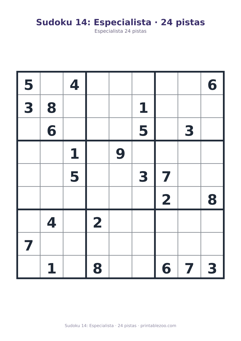 Prévia pronta para imprimir: Sudoku 14: Especialista · 24 pistas, catálogo nº 262114