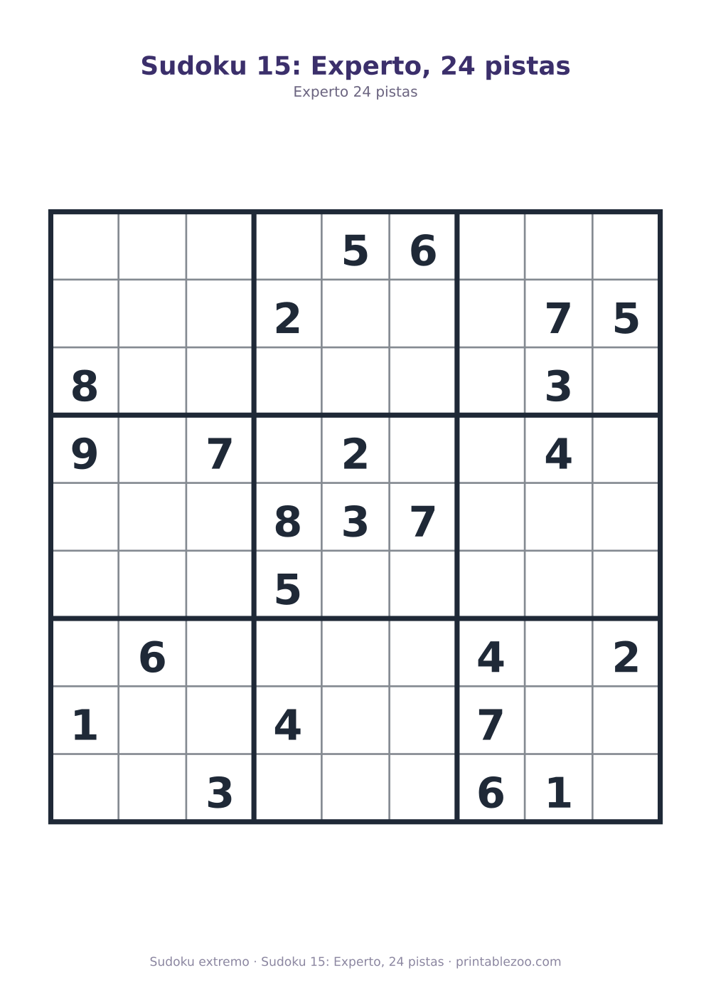 Sudoku 15: Experto, 24 pistas