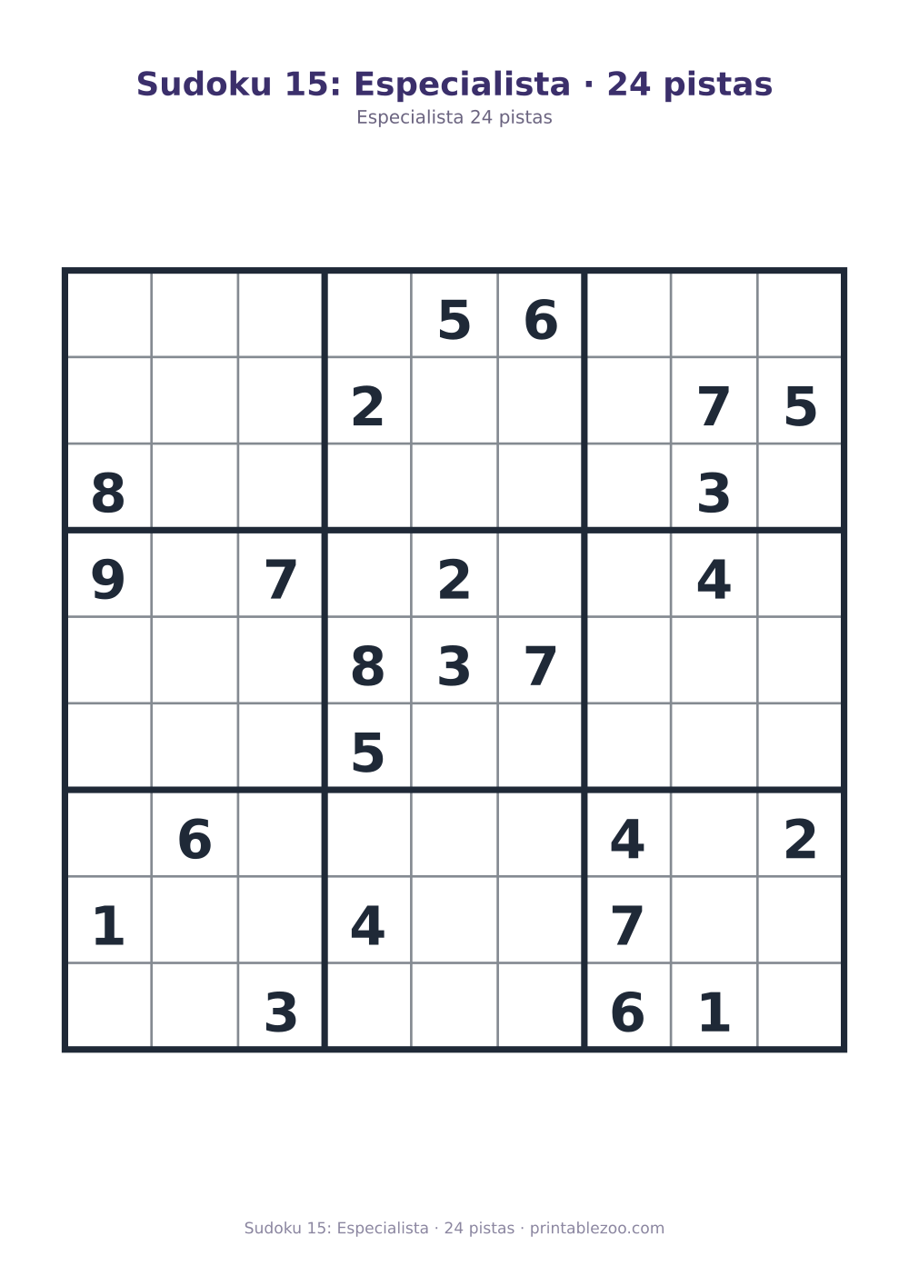 Prévia pronta para imprimir: Sudoku 15: Especialista · 24 pistas, catálogo nº 262115