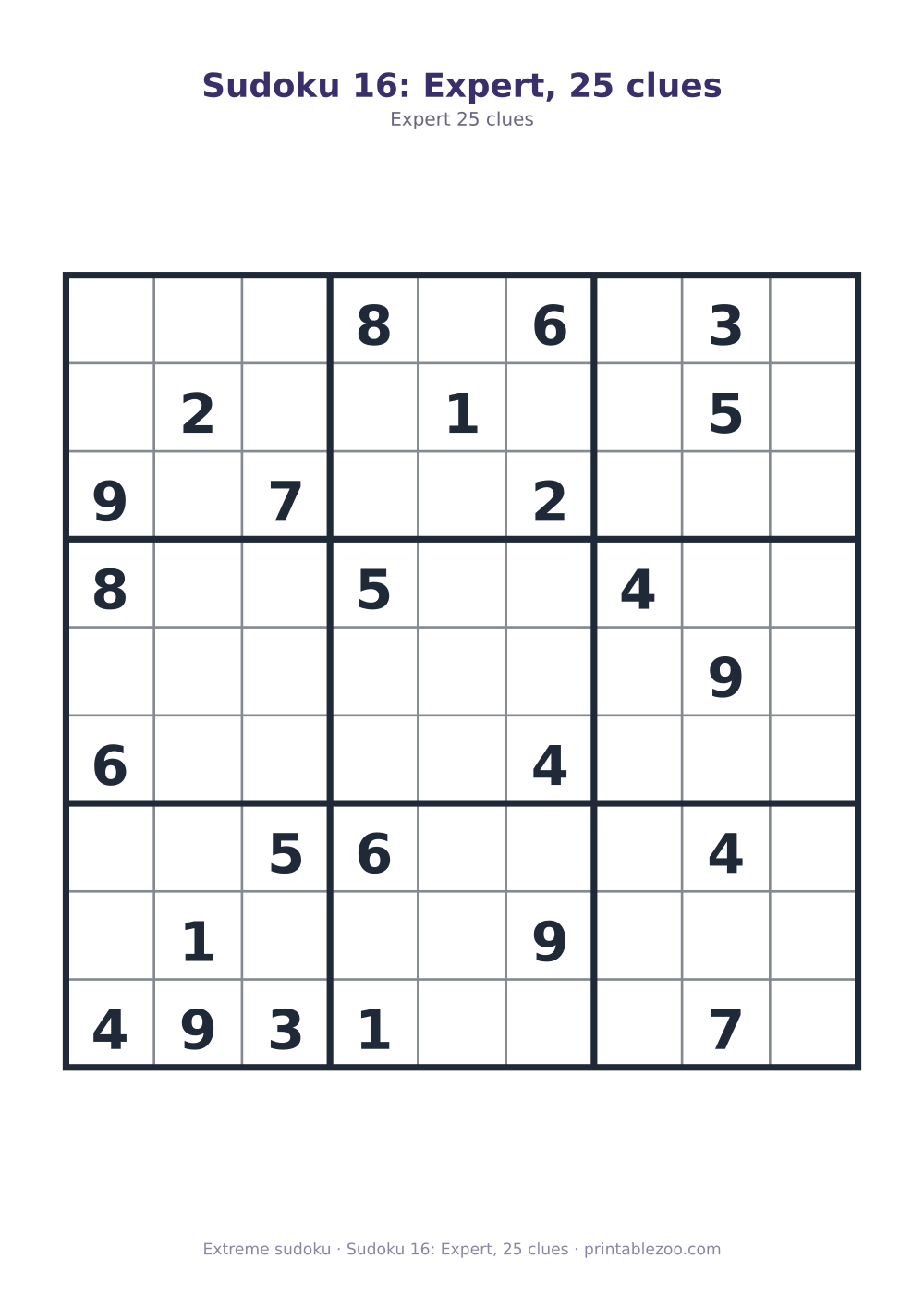 Sudoku 16: Expert, 25 clues