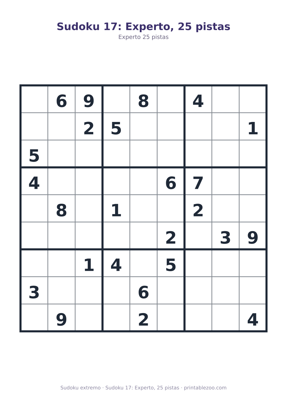 Sudoku 17: Experto, 25 pistas