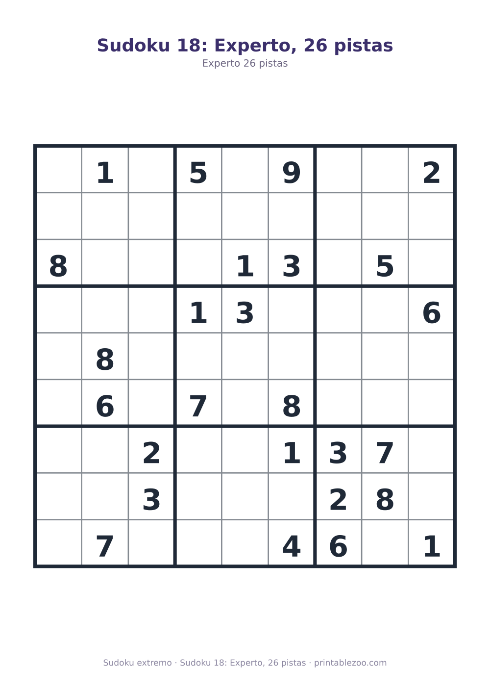 Sudoku 18: Experto, 26 pistas