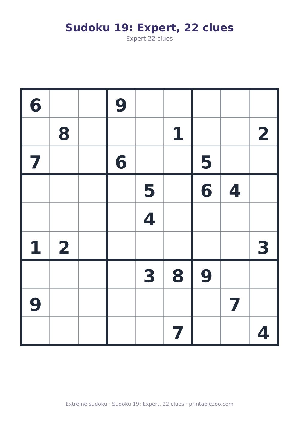 Sudoku 19: Expert, 22 clues