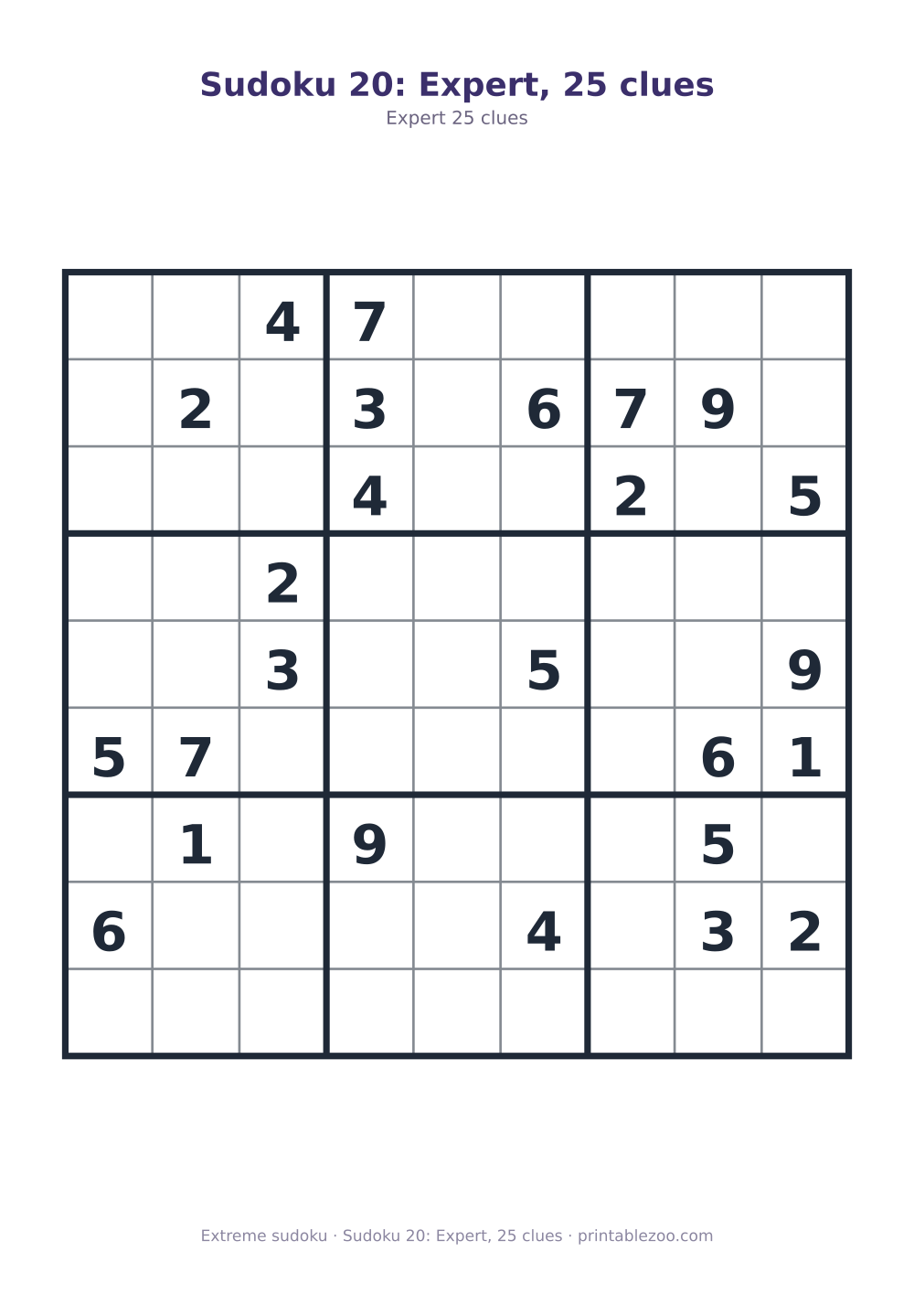 Sudoku 20: Expert, 25 clues