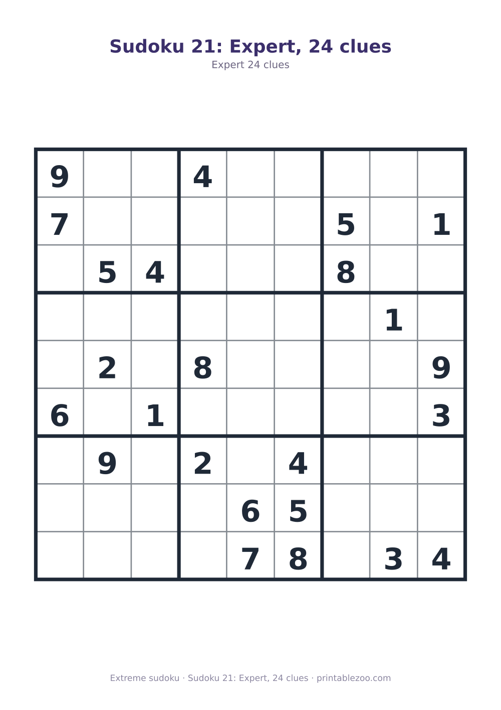 Sudoku 21: Expert, 24 clues